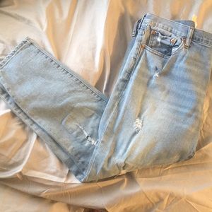 MOM JEANS! With rips. So trendy!